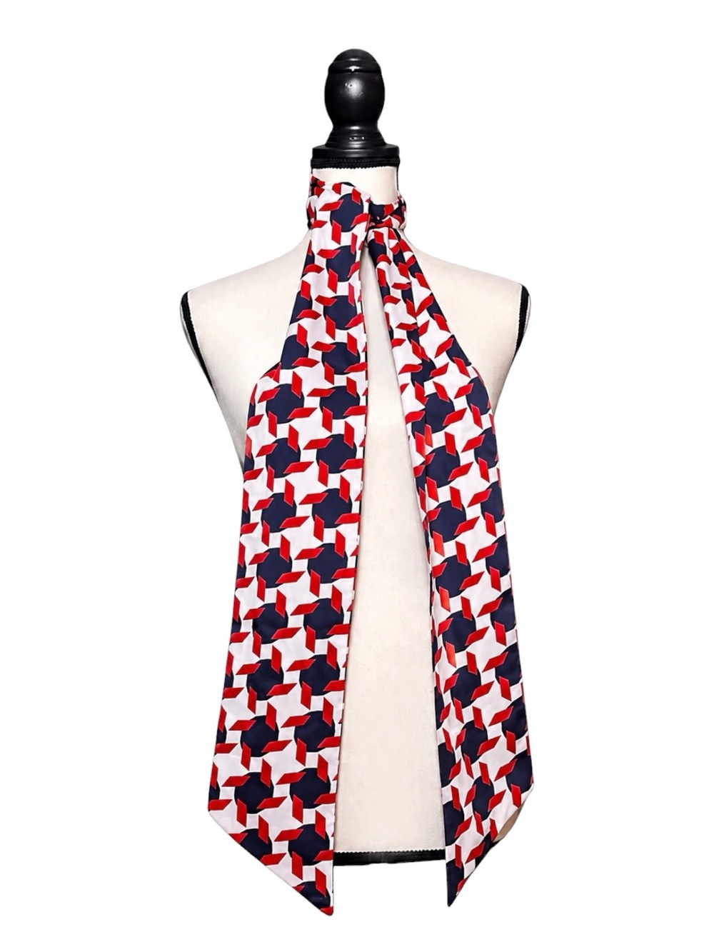Red, Navy, & White Vintage geometric print scarf